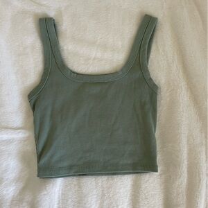 Ribbed Cropped Tank - Sage Green